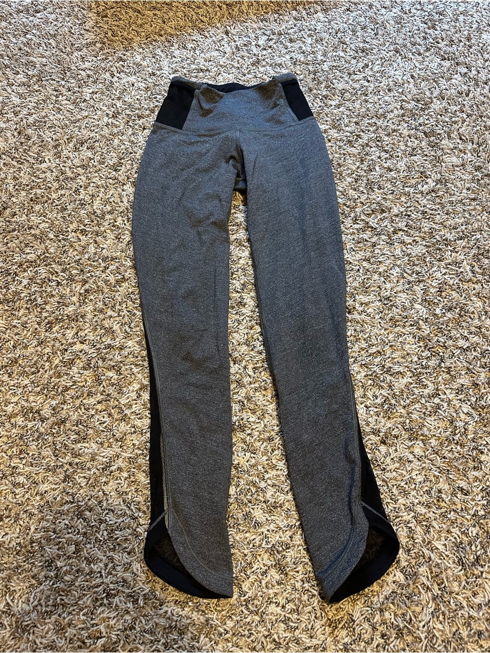 lululemon athletica Gray Leggings with Black Mesh Panels - Size 2